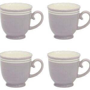 Pioneer Woman Ainsley Ceramic Cups Stoneware Mugs 4 pc Set Purple New